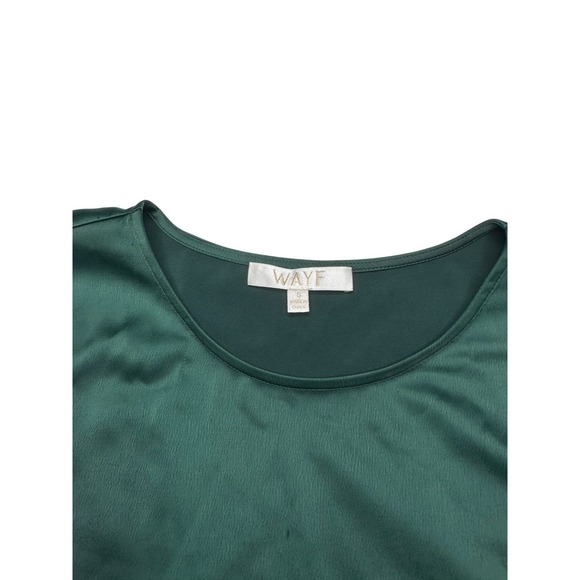 WAYF Merci Feather Trimmed Long Sleeve Cropped Top Women's Small Green Feather - Picture 2 of 8